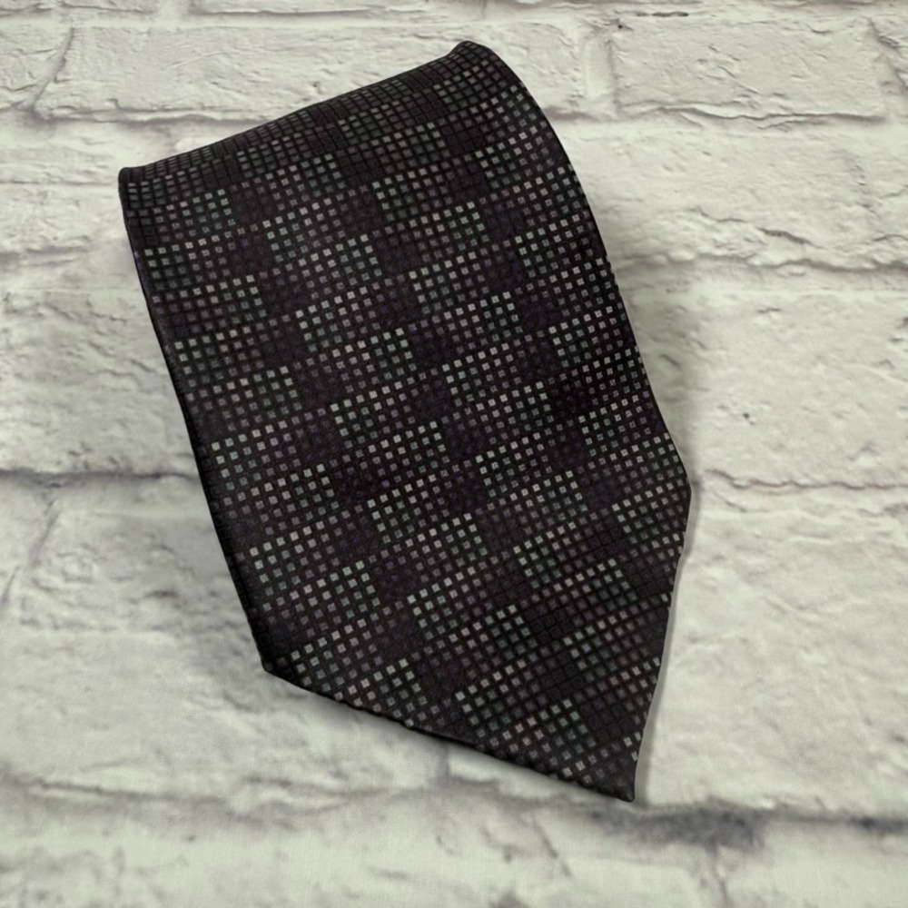 Biella by Marco Biella‎ Silk Tie Purple White with Geographic Pattern 100% Silk